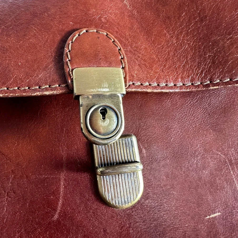 Vintage Genuine Leather Organizer Crossbody Bag Brown Messenger Purse Travel